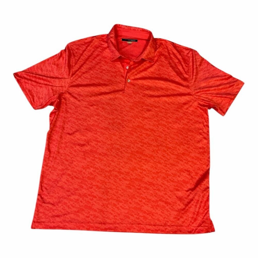 Greg Norman Men's Size 2XL XXL Orange Play Dry Short Sleeve Polo Shirt Golf